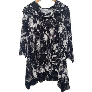 Avenue Women’s Plus Size Black/White Splatter Cowl Neck Pullover Size 14/16